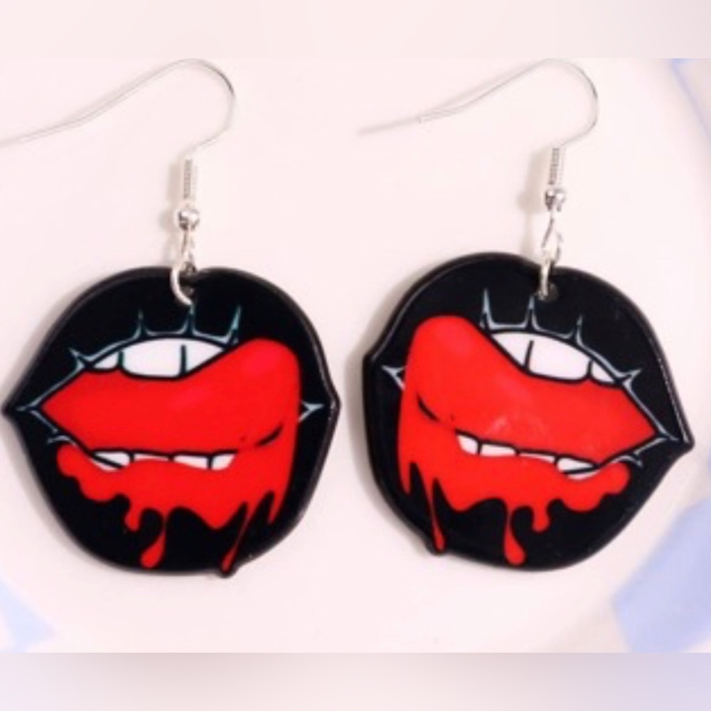 Bloody Biting lip earrings NEW Halloween 3 for $20